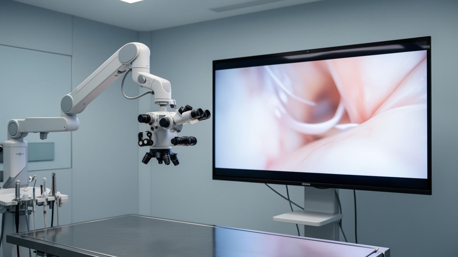 VITOM microscope visualization for advanced veterinary microsurgery