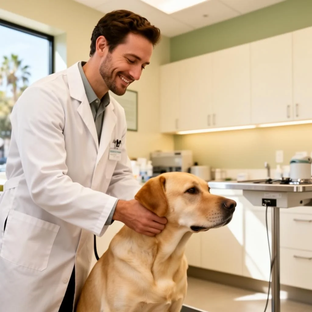 Calm dog and cat resting comfortably during recovery after minimally invasive surgery