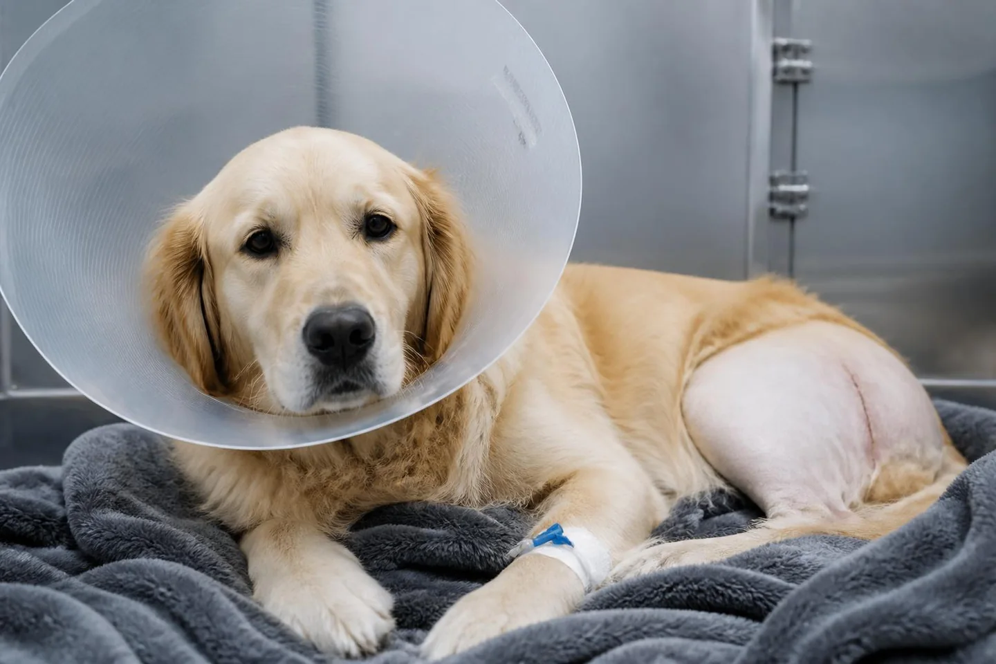 A dog recovering comfortably after minimally invasive airway surgery in Santa Monica.